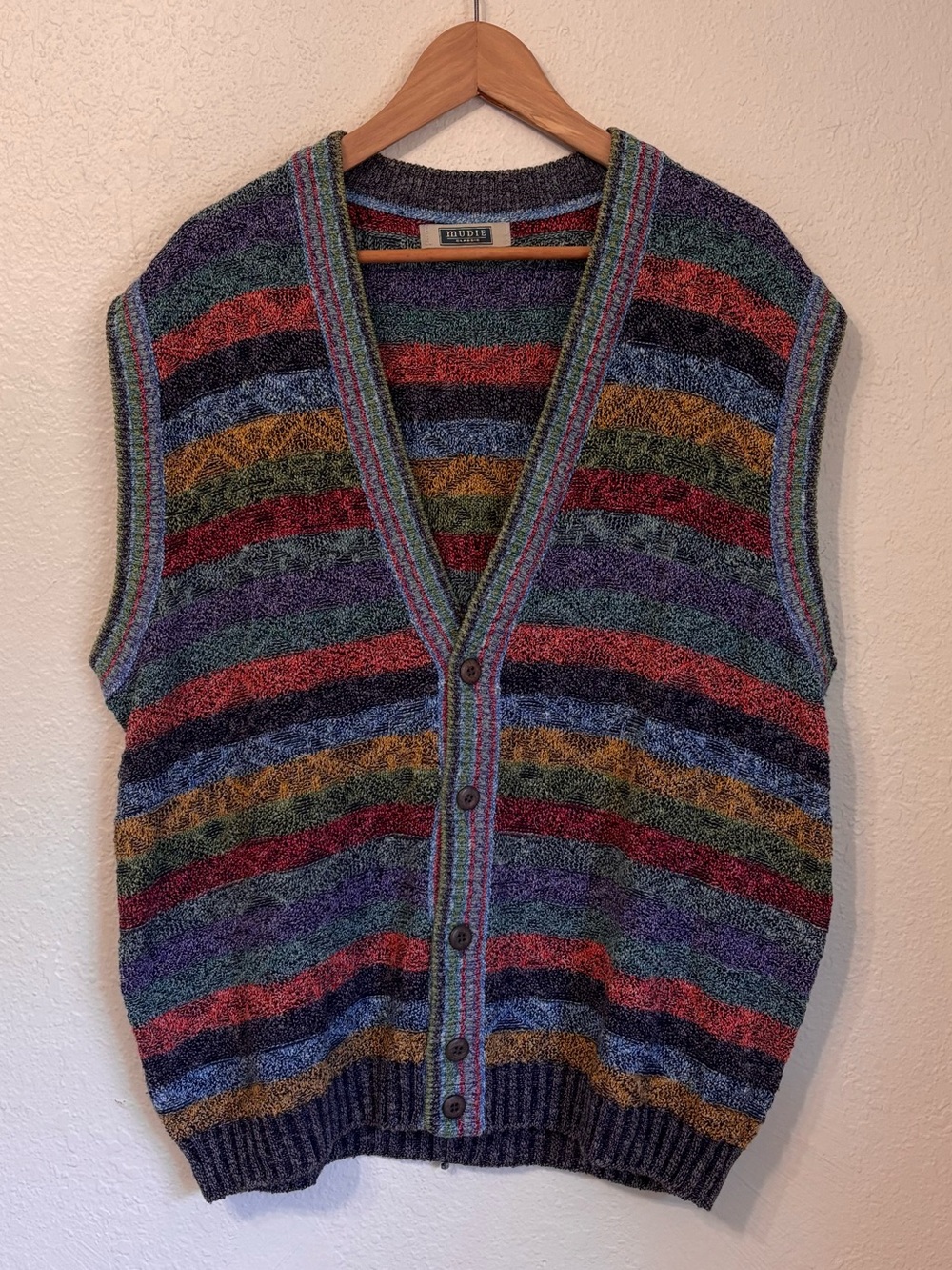 Vintage Striped Knit Sweater Vest XL